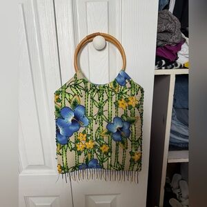 Floral Embroidered Beaded Bag